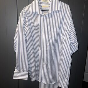 Michael Michael Kors Blue Dress Shirt Striped Men's Size 17 1/2 XLarge No Iron